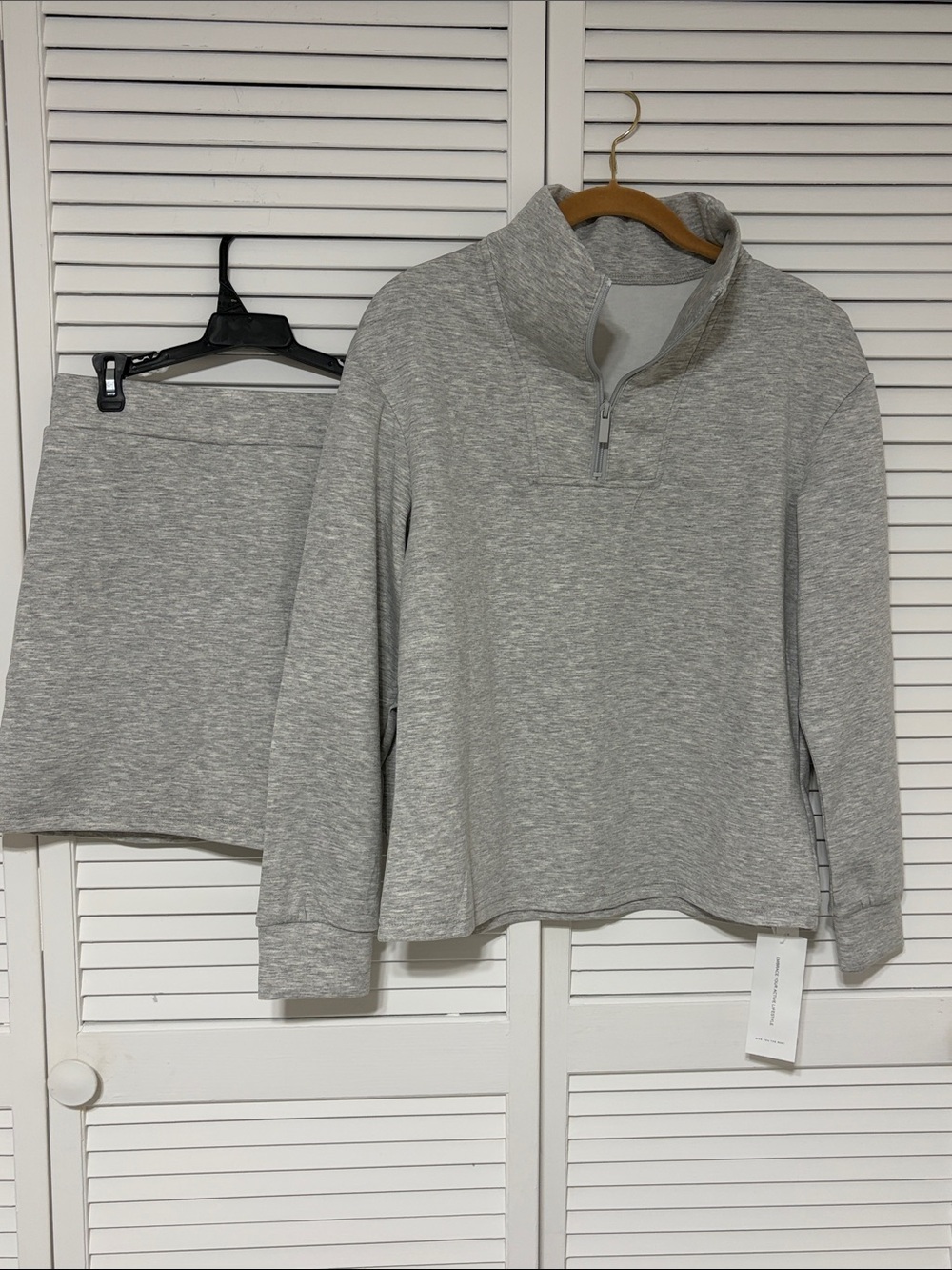 Women's Light Gray Quarter-Zip Sweatshirt and Skort Set